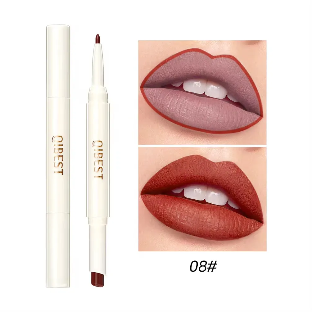 2 in 1 Matte Lipstick Lip Liner Nude Lipliner Makeup Waterproof Lipstick Pen Long Lasting Lip Pencil Makeup Lips Cosmetic
