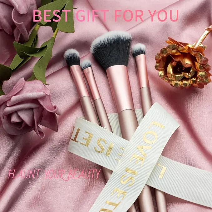 4 Pcs Makeup Brushes, Makeup Brush Set, Premium Synthetic Foundation Blending Brush