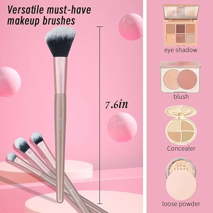 4 Pcs Makeup Brushes, Makeup Brush Set, Premium Synthetic Foundation Blending Brush