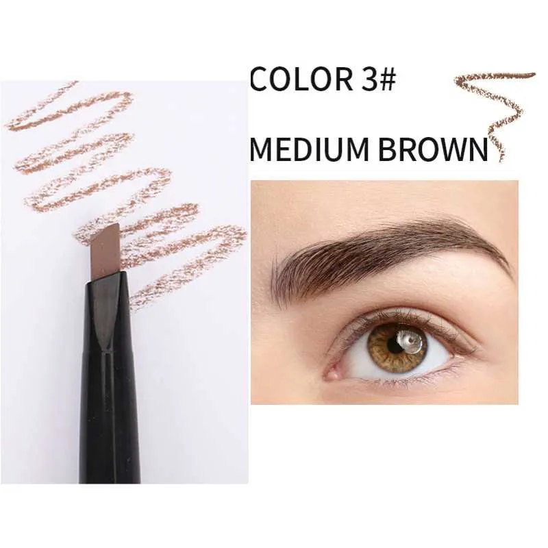 5 Color Double Ended Eyebrow Pencil Waterproof Long Lasting No Blooming Rotatable Triangle Eye Brow Tattoo Pen Makeup 1PC