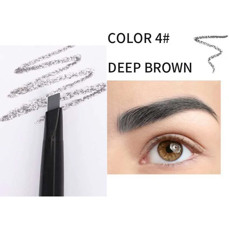 5 Color Double Ended Eyebrow Pencil Waterproof Long Lasting No Blooming Rotatable Triangle Eye Brow Tattoo Pen Makeup 1PC