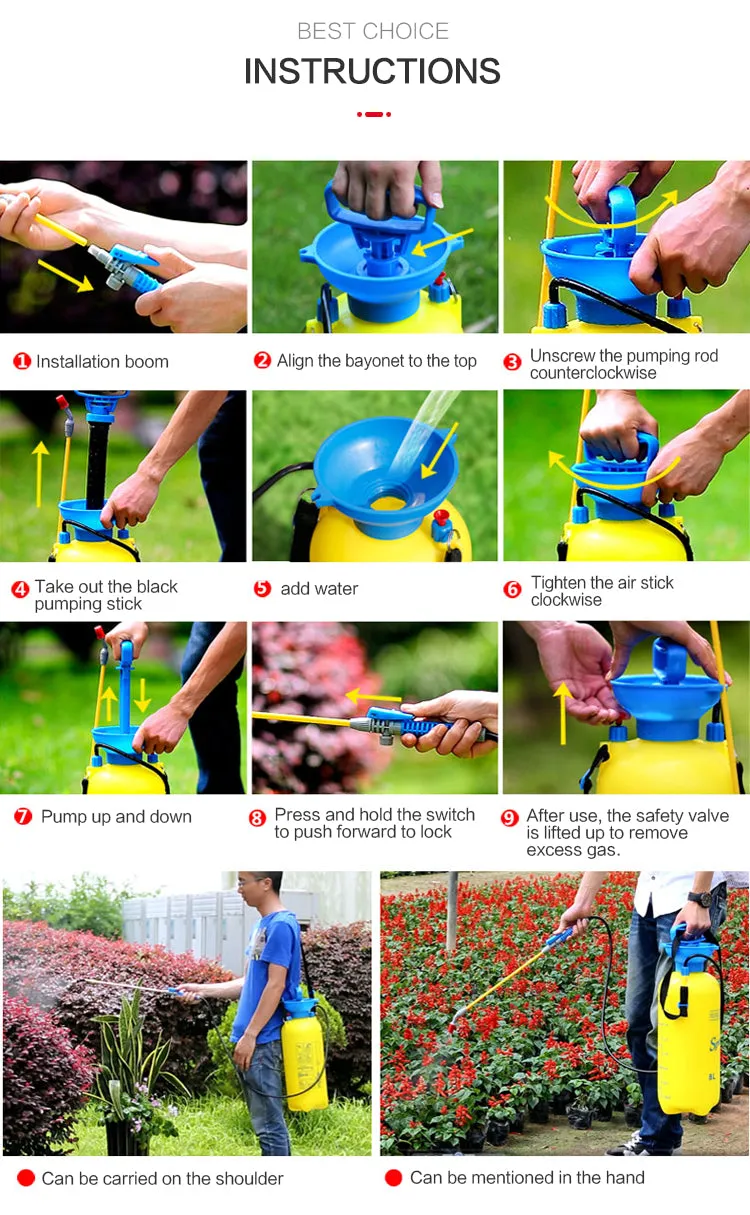 8 Liter High Pressure Portable Sprayer With Brass Wand & Shoulder Strap