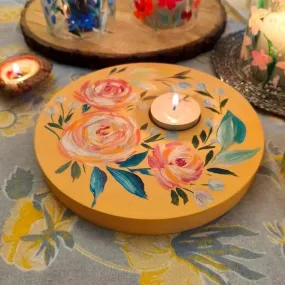 Blush Rose Handpainted Tealight Candle Holder