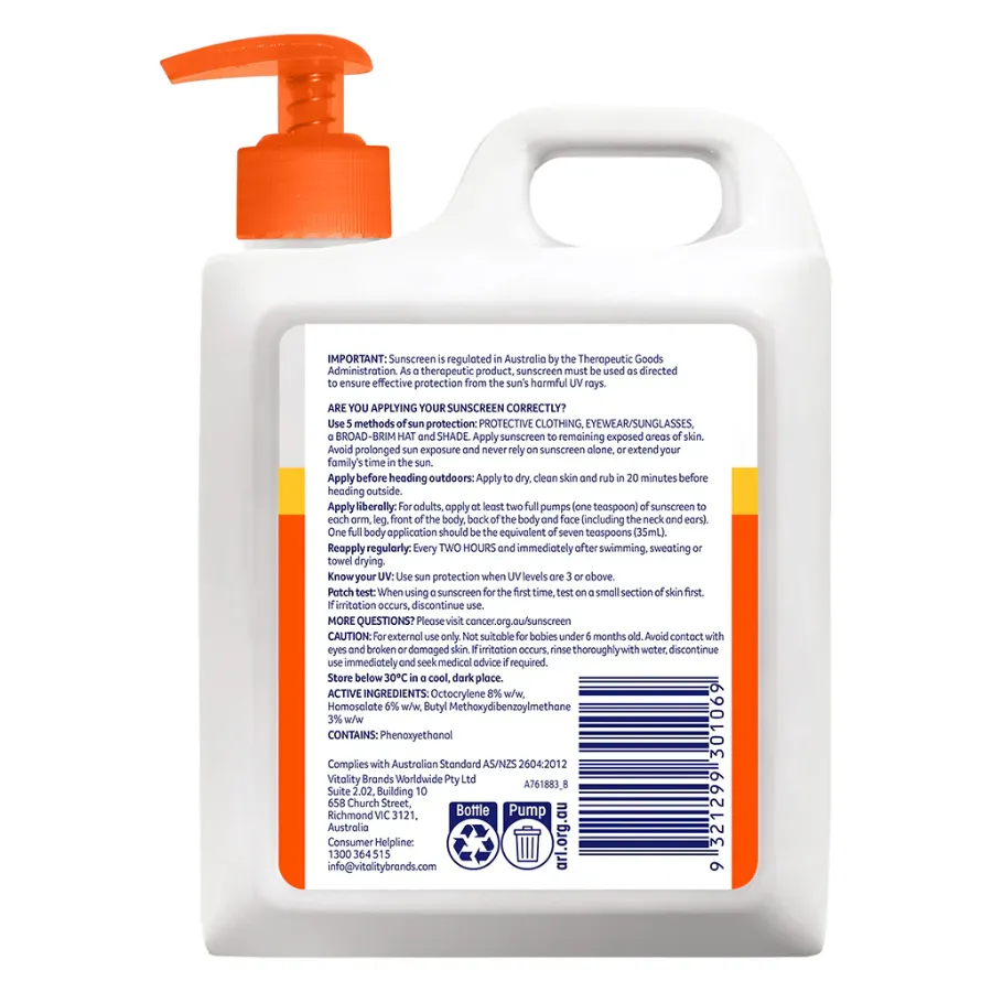 Cancer Council Australia Everyday Value SPF50  Sunscreen 1129 1L