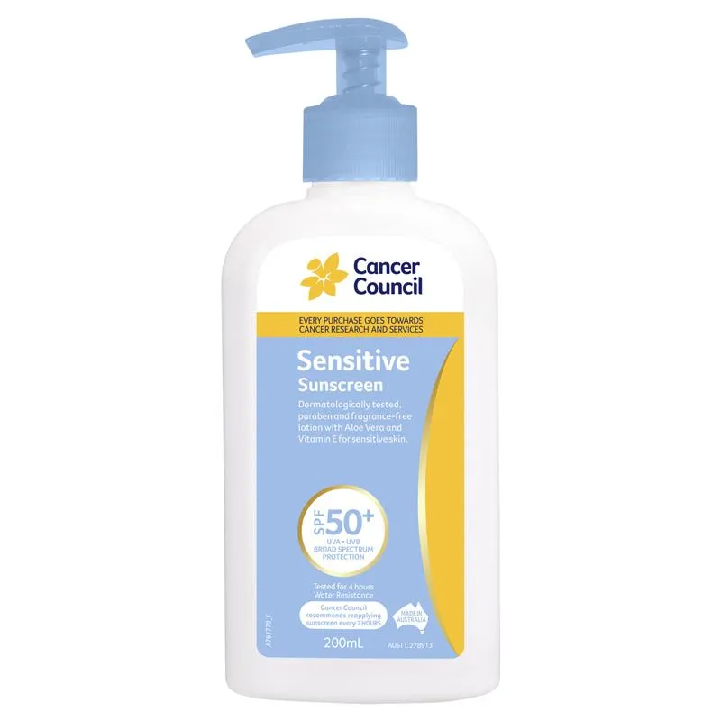 Cancer Council Sensitive Sunscreen Spf50  Pump 200Ml