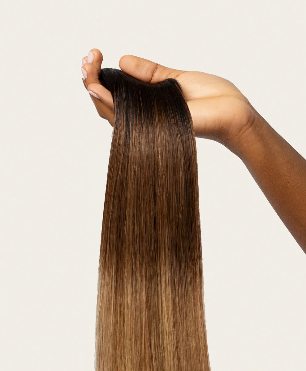 Cappuccino Ombre, 20" Volumiser Quad Clip-In Weft, T1B-4-27 | 45g
