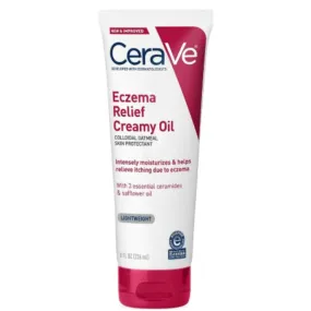 CERAVE Eczema Relief Creamy Body Oil | Anti Itch Cream for Eczema & Moisturizer for Dry Skin with Colloidal Oatmeal, Ceramides and Safflower Oil