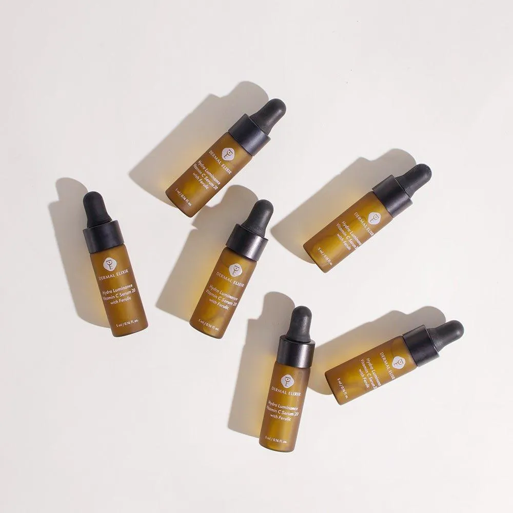 Dermal Elixir Hydra Luminance Vitamin C Serum 20 with Ferulic 5ML X 6 5ml x 6