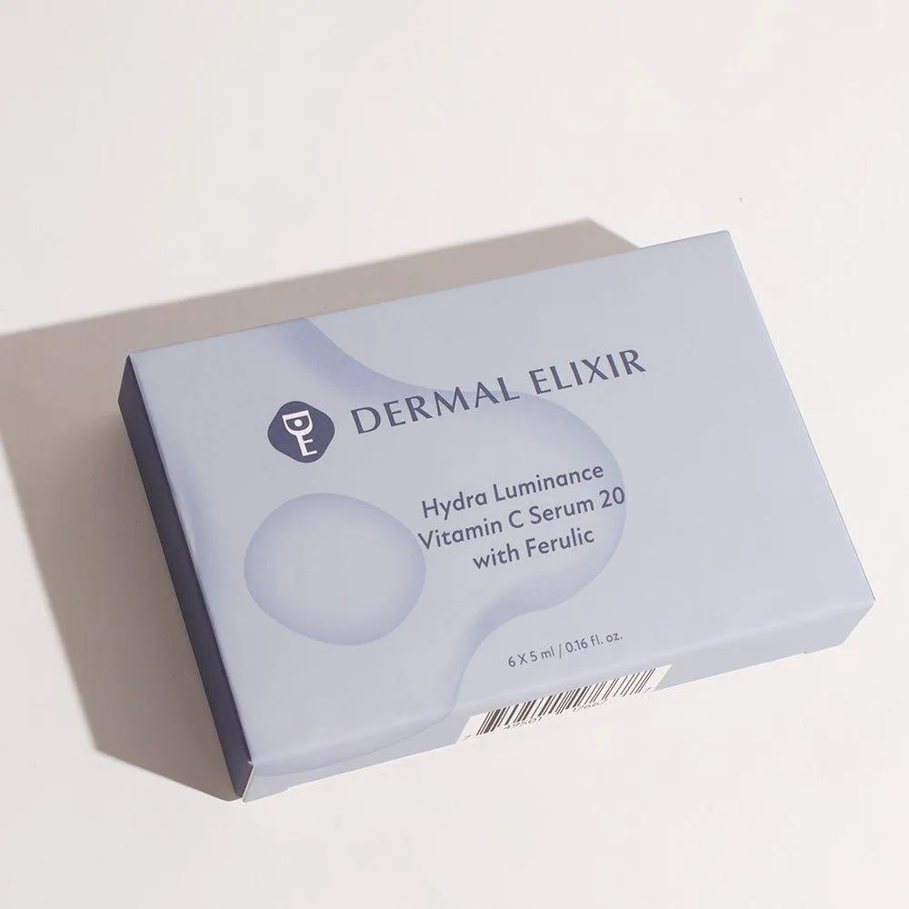 Dermal Elixir Hydra Luminance Vitamin C Serum 20 with Ferulic 5ML X 6 5ml x 6