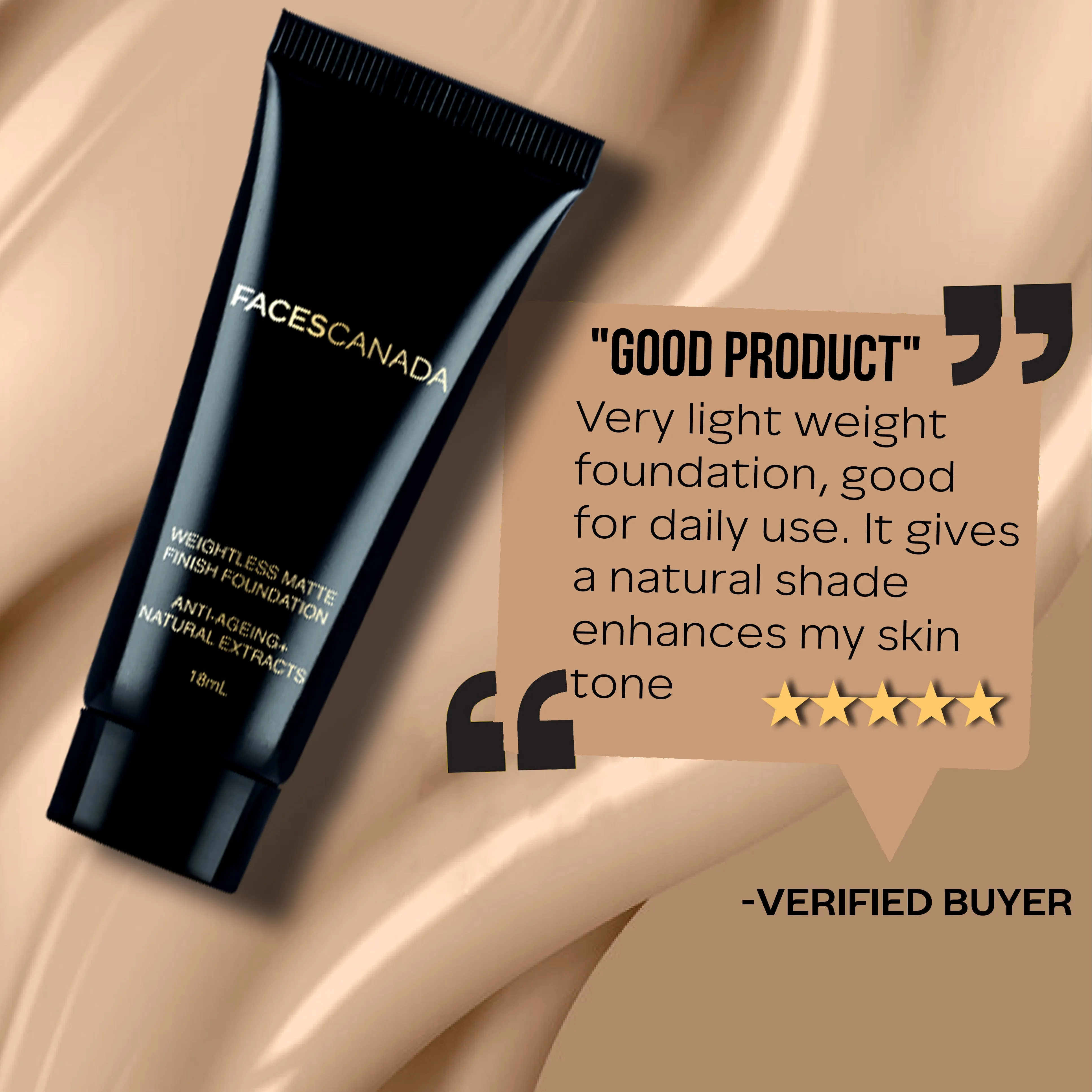 Faces Canada Weightless Matte Foundation | Grape extracts & Shea Butter |Natural Matte Finish | Dermatologically Tested | All Skin Types | Beige 18ml