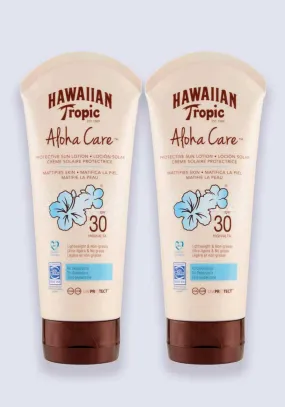 Hawaiian Tropic Aloha Care Protective Sun Lotion SPF 30 180ml 2 Pack Saver
