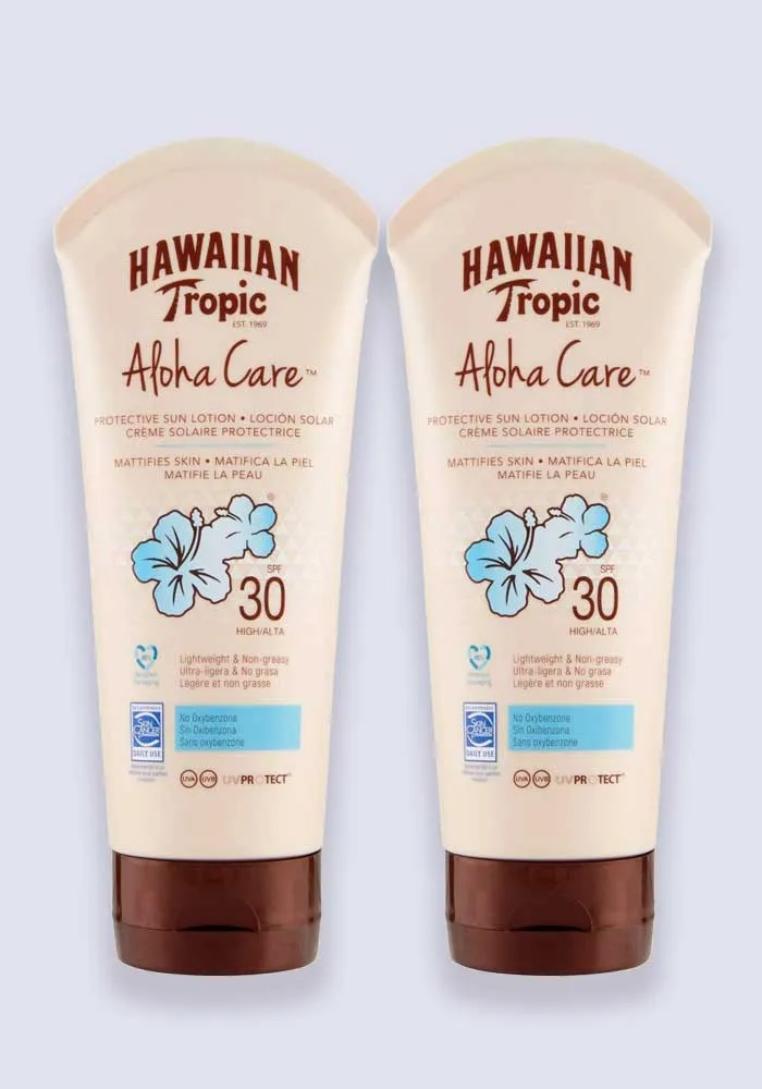 Hawaiian Tropic Aloha Care Protective Sun Lotion SPF 30 180ml 2 Pack Saver