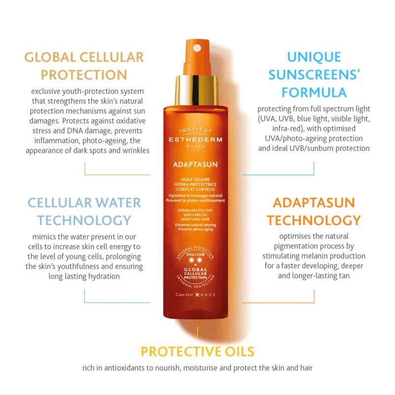 Institut Esthederm Protective Sun Care Oil for Body and Hair - Strong Sun