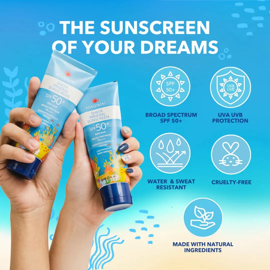 MAGWAI SHEER MINERAL SUNSCREEN SPF50  80ML