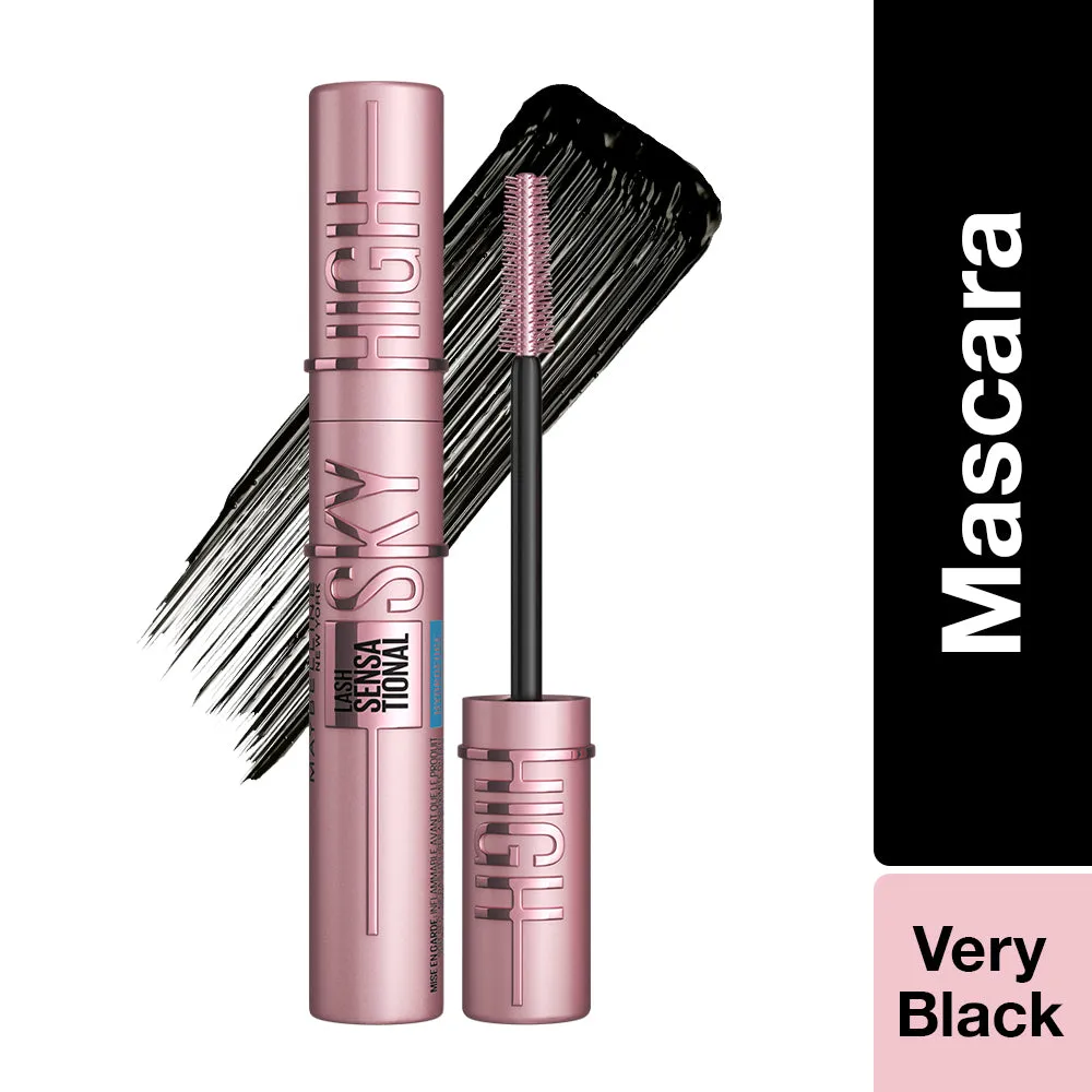 Maybelline New York Lash Sensational Sky High Waterproof Mascara, Lengthening & Volumizing Mascara With Bamboo Extract & Fibres, Very Black, 6ml
