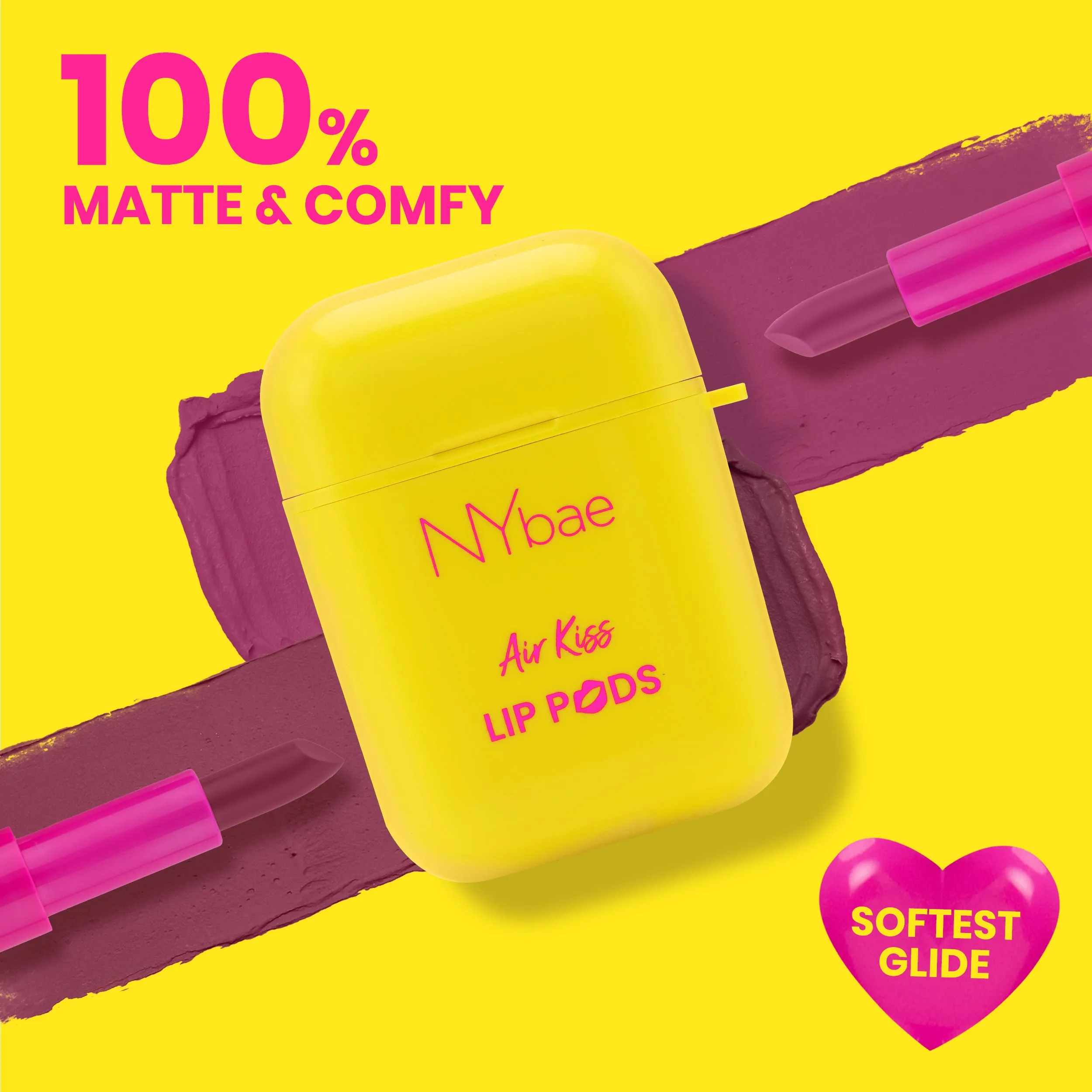 NY Bae Air Kiss Lip Pods - Mauve Move 07 (2.4g)| Creamy Matte Lipstick | Mauve & Pink Lipstick | Long Lasting | Lip & Cheek Stain | Moisturising | Airpods Case | Travel Kit