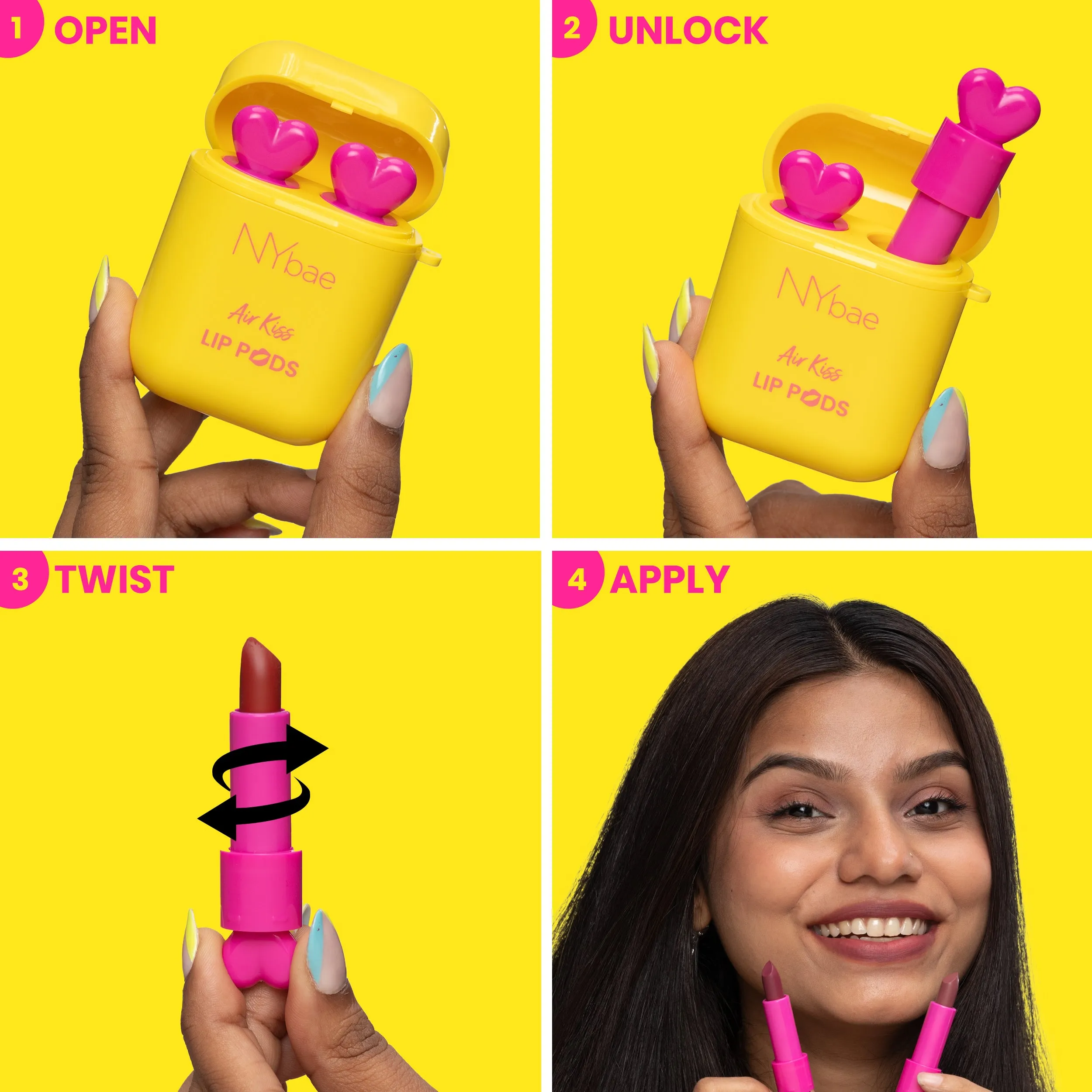 NY Bae Air Kiss Lip Pods - Mauve Move 07 (2.4g)| Creamy Matte Lipstick | Mauve & Pink Lipstick | Long Lasting | Lip & Cheek Stain | Moisturising | Airpods Case | Travel Kit