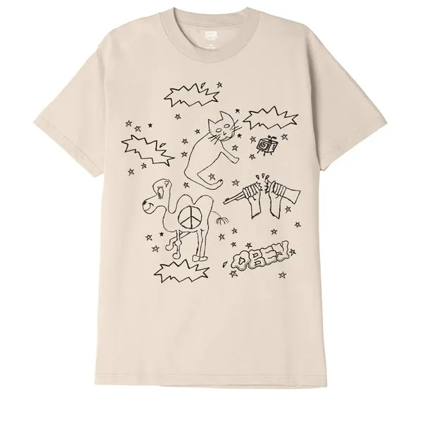 Obey Cat &amp; Camel T-Shirt - Cream