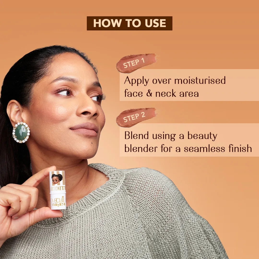 Peekaboo! - Mini Masaba Foundation Makeup Stick (Deep) Easy To Blend, Mattifying Coverage