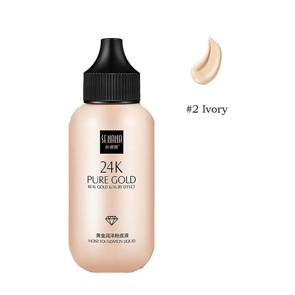 US 1-2 Pack 24K Gold Liquid Foundation Waterproof Concealer BB Cream 1.7oz /50ml