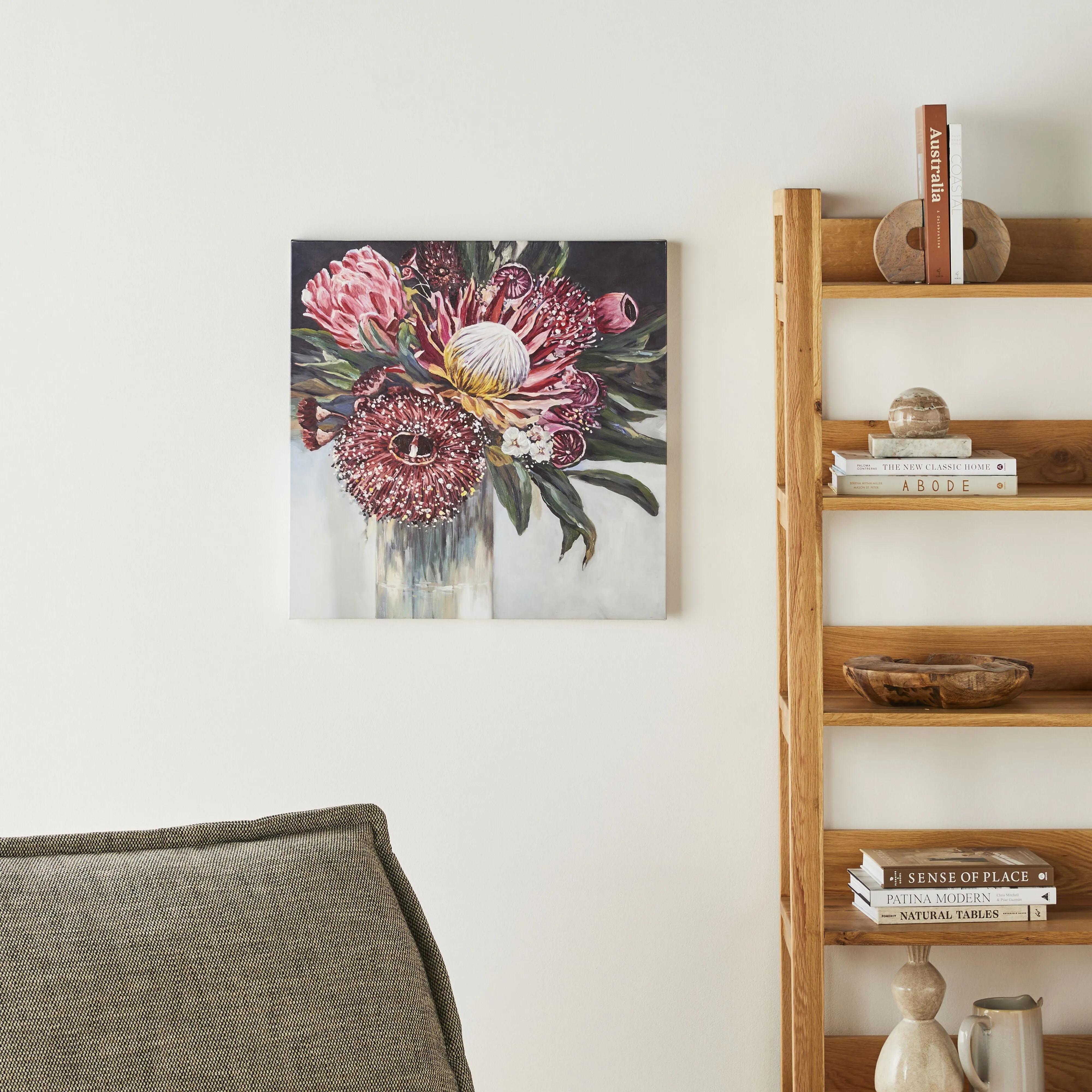 Vase of Crimson Natives II Canvas Print 60x60cm
